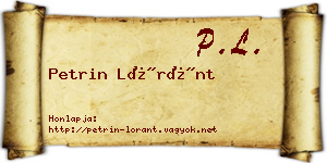 Petrin Lóránt névjegykártya